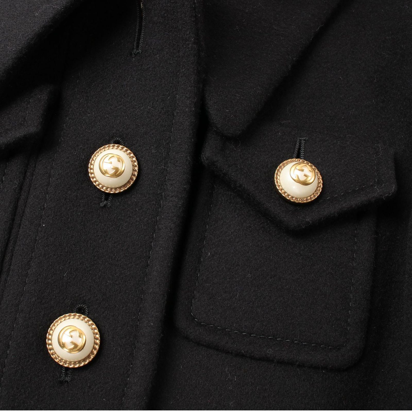 GUCCI グッチ グログランウェブ ボウタイ付き パールボタン その他  