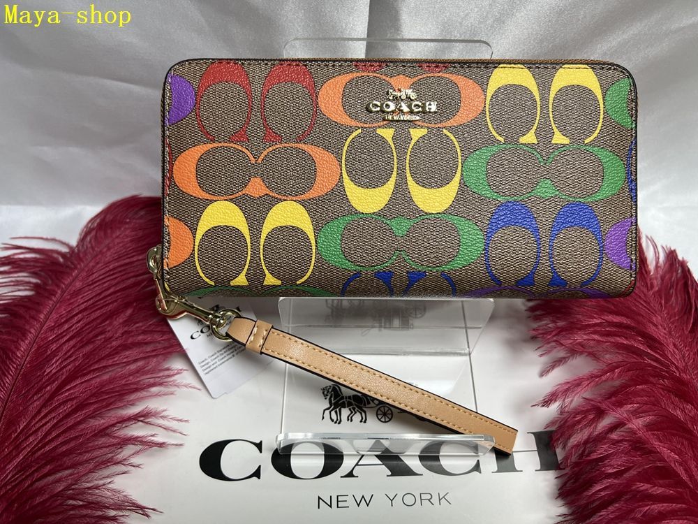 コーチ COACH 長財布 財布   シグネチャー ラウンドファスナー レインボー  母の日 父の日 財布 レディース クリスマスプレゼント  贈り物 吉日 ギフト C4537 新品未使用  A138 11