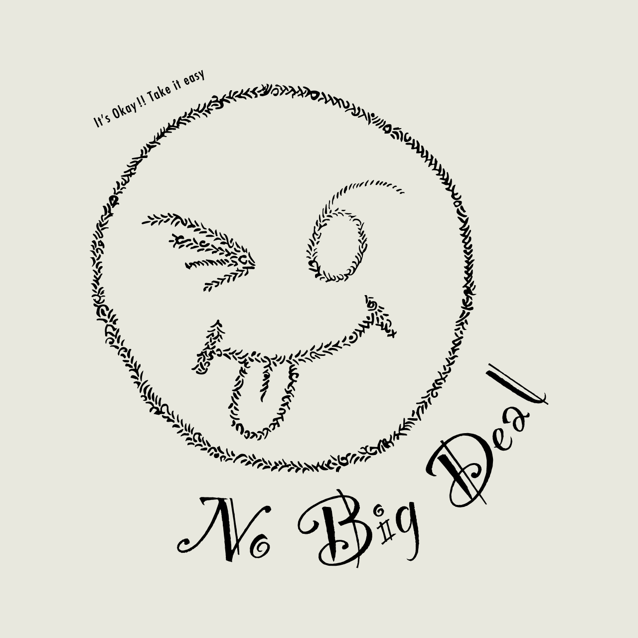 グラフィックロングTシャツ　No Big Deal Mono / White -Long-