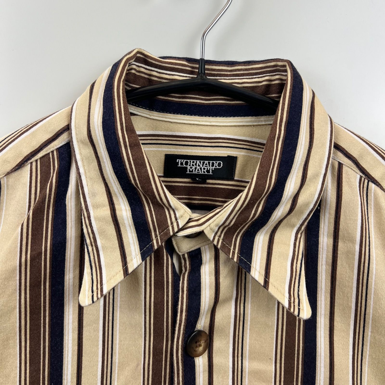トルネードマート Y2K イラスト柄 長袖シャツ ストレッチ素材 M TORNADO MART 00s y2k stretch stripes L/S shirts L トルネード
