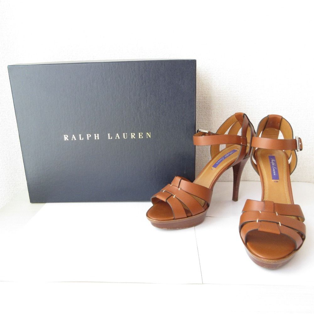 Ralph Lauren ラルフローレン パープルレーベル レザーストラップ ミュール サンダル 37 23.5cm相当 ブラウン レディース 古着
