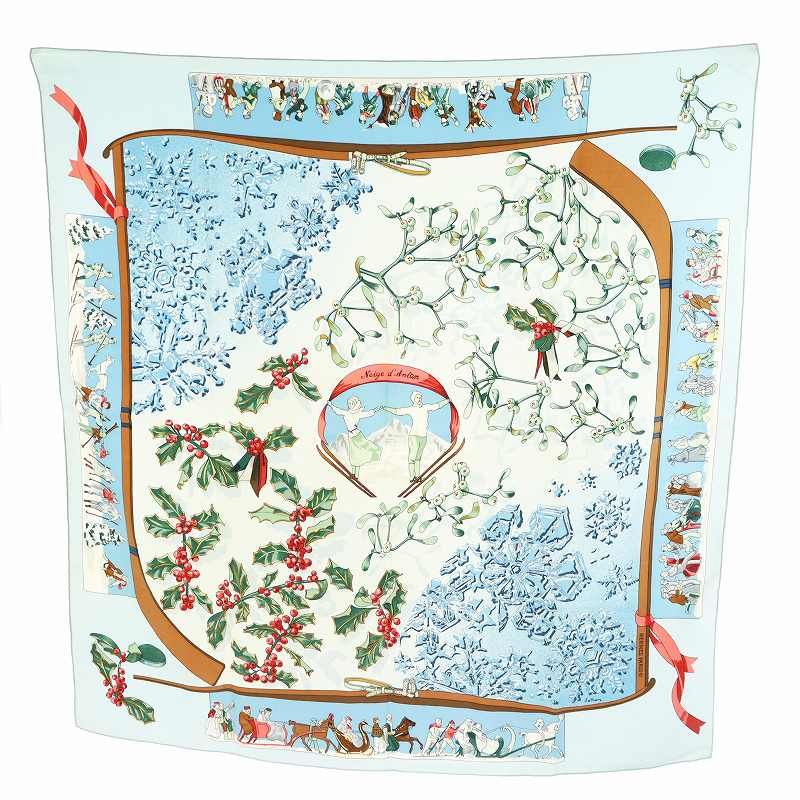 【最終価格】HERMES カレ90 Neige d'Antan 去年の雪ネイビー HERMES】【Neige d'Antan】【フランス製】エルメス『カレ90 去年