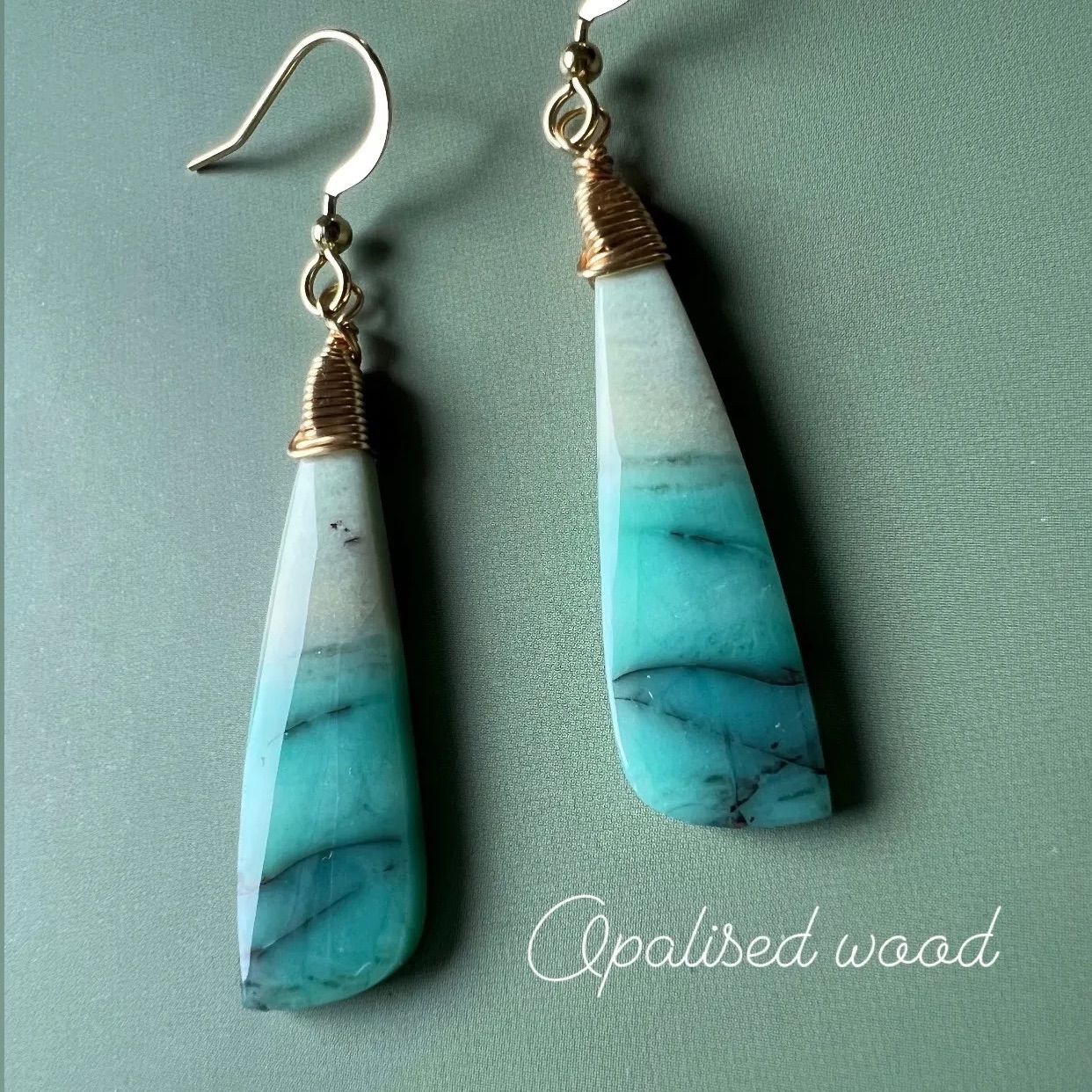 14kgf✨️オパライズドウッド オパライズウッド14kgfピアス オ