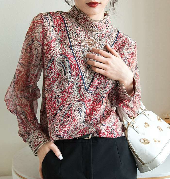 ブラウス レディース レース 刺繍 パフスリーブ 長袖 トップス シャツ 大人 通勤 OL ゆったり オシャレ 春 夏 秋 新 楽天市場】ブラウス レディース きれいめ 40代 春夏秋新作