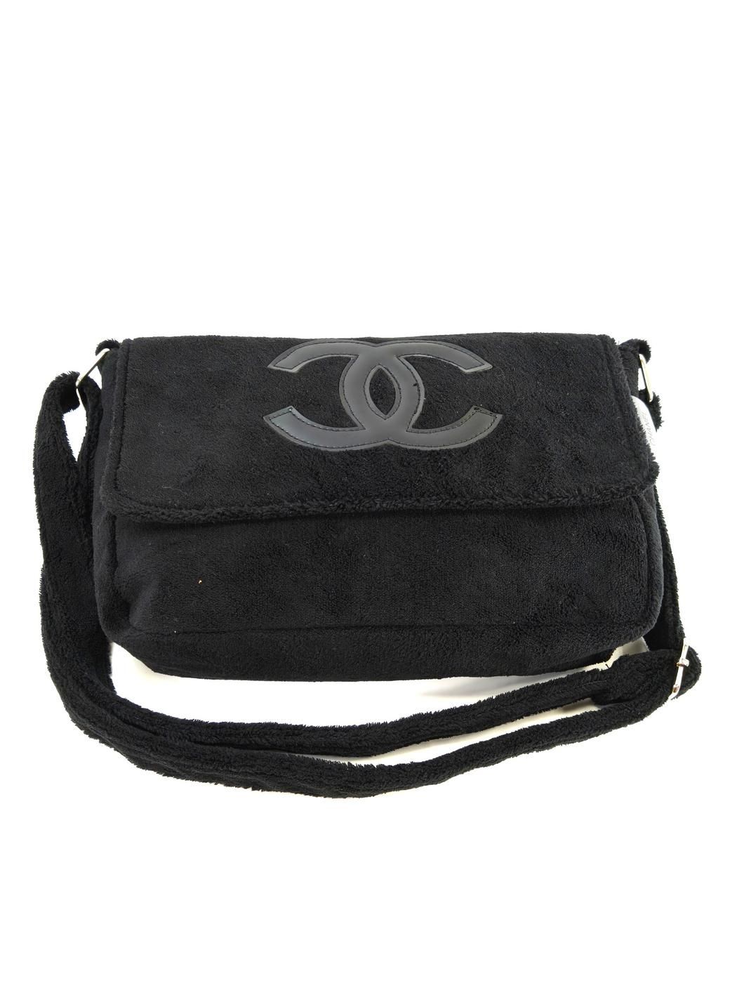 シャネルプレジジョンショルダーバッグココマークデカロゴパイルボア黒
