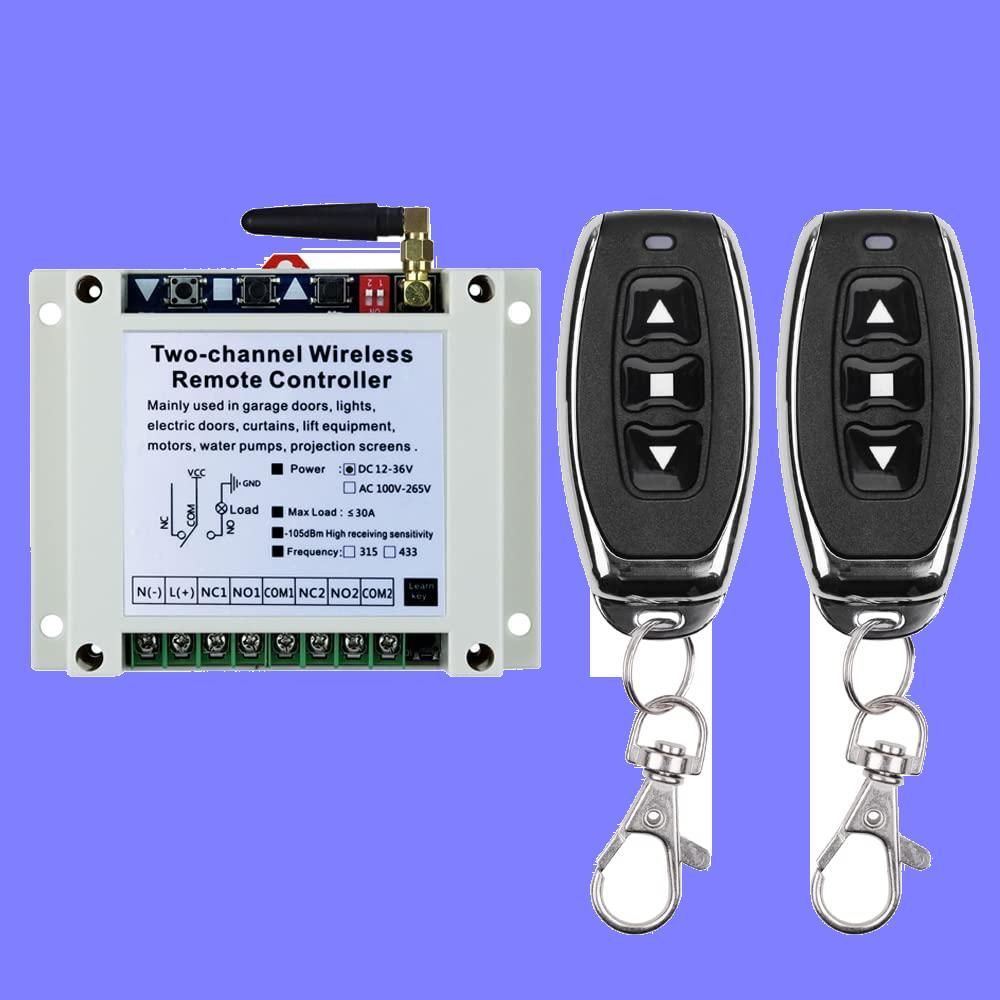 DC 12v 24v 36v ワイヤレスリモコンスイッチ315MHz ワイド電圧 2CH 30A リレー リモコンスイッチ 多くの分野に適しています