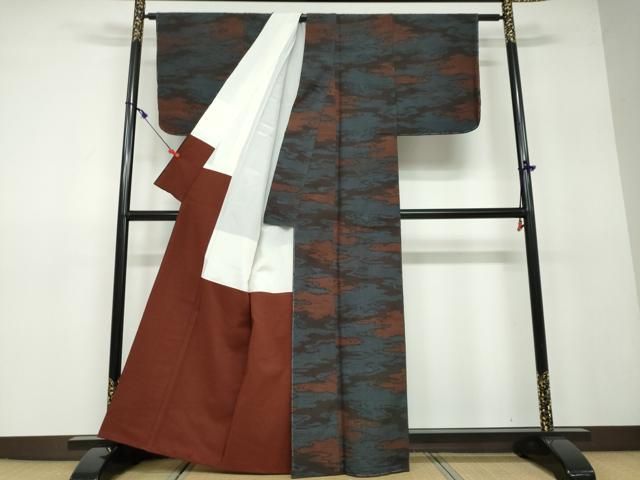 平和屋着物○結城紬 100亀甲 間道 正絹 逸品 未使用 BAAT6706hv