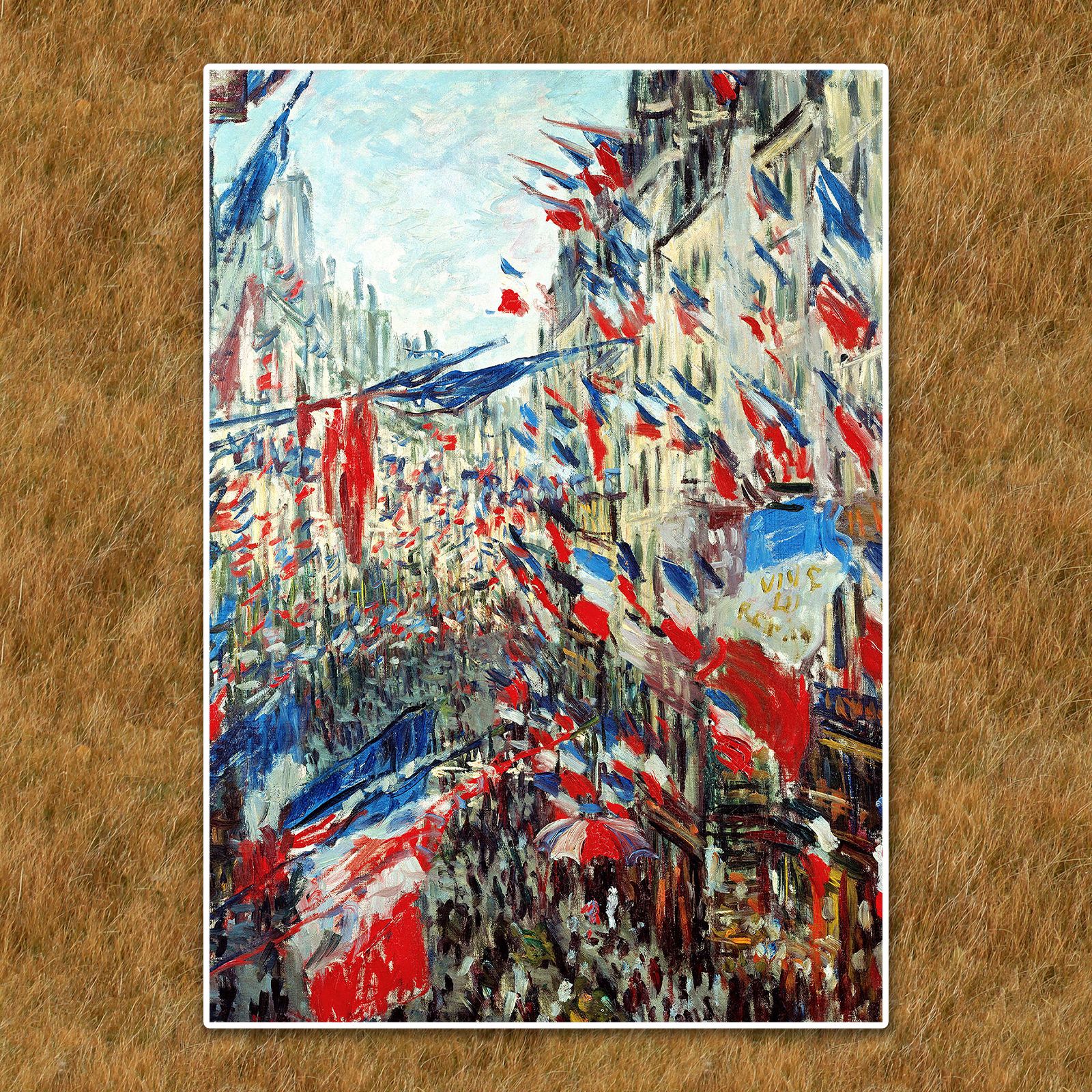 モネRue Montorgueil a Paris,.コロタイプ版上サイン モネ『パリのモントルグイユ通り〈01〉』複製画【額入り