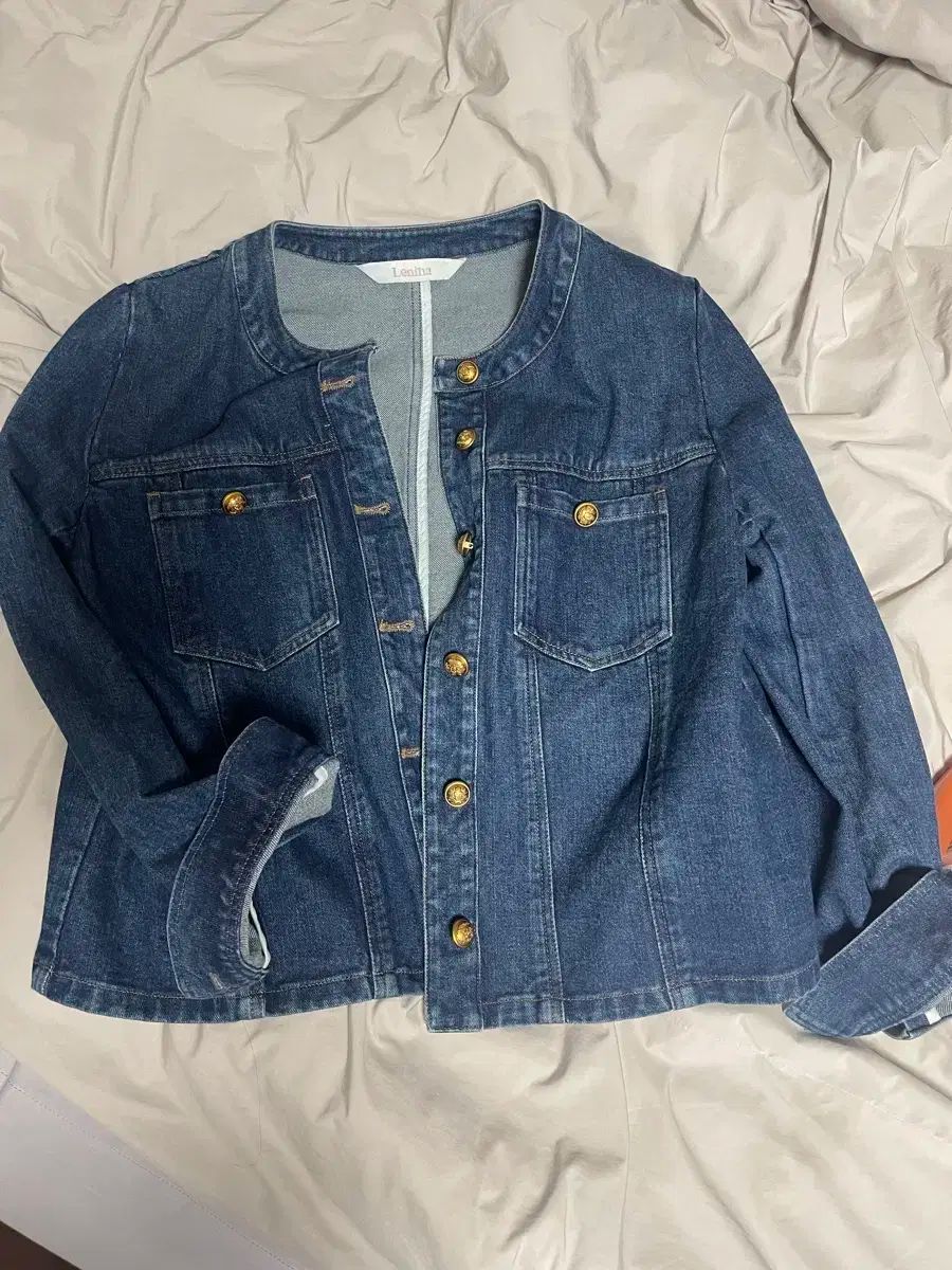 ラウンドネック デニムジャケット