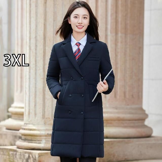 3XL 秋服 レディース ファッション オシャレ カワイイ シンプル 大人カワイイ 大きいサイズ 黒 ダウン 綿入り コート メンズ ミドル丈 綿 ジャケット