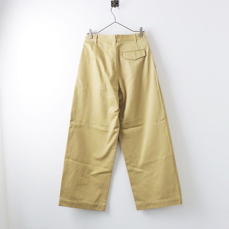 美品 イレーヴ YLEVE FINX COTTON CHINO WIDE TR 1/ベージュ コットンチノワイドトラウザー パンツ  タック【2400013929387】 - メルカリ