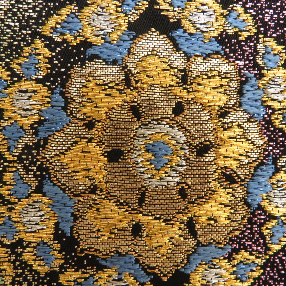 袋帯 たつむら 八綾彩環文 六通柄 黒色x金色x多色 カラフル 金糸銀糸