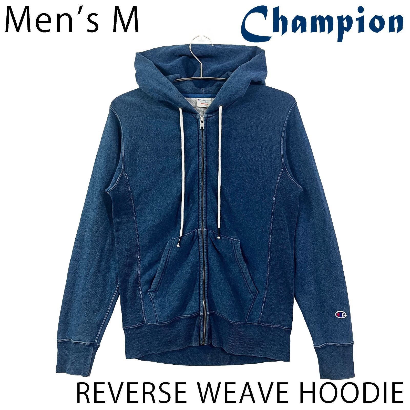 USED／メンズM】CHAMPION リバースウィーブ 目無し ジップアップ 