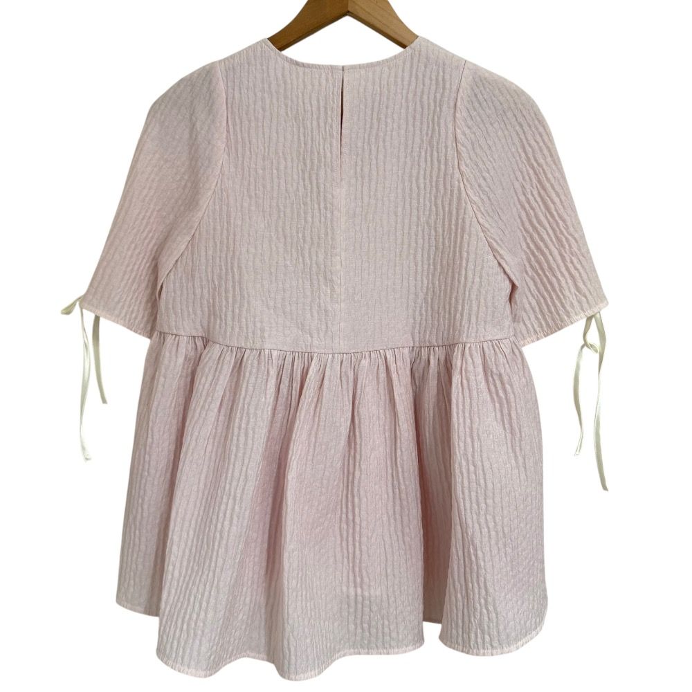 美品 22SS yori ヨリ 半袖 フクレフレアブラウス YR2221-080SM サイズ  