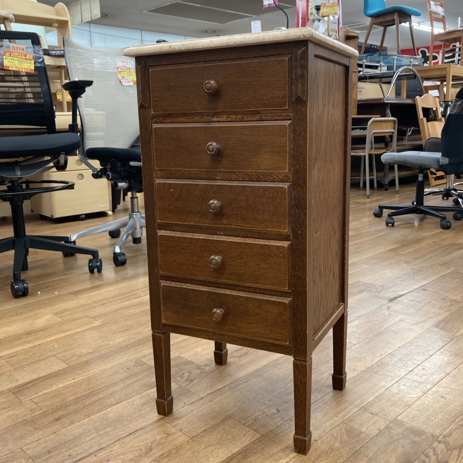 名古屋市近郊送料設置無料 S219 昭和家具 コンソール 引出チェスト 電話台 幅39cm