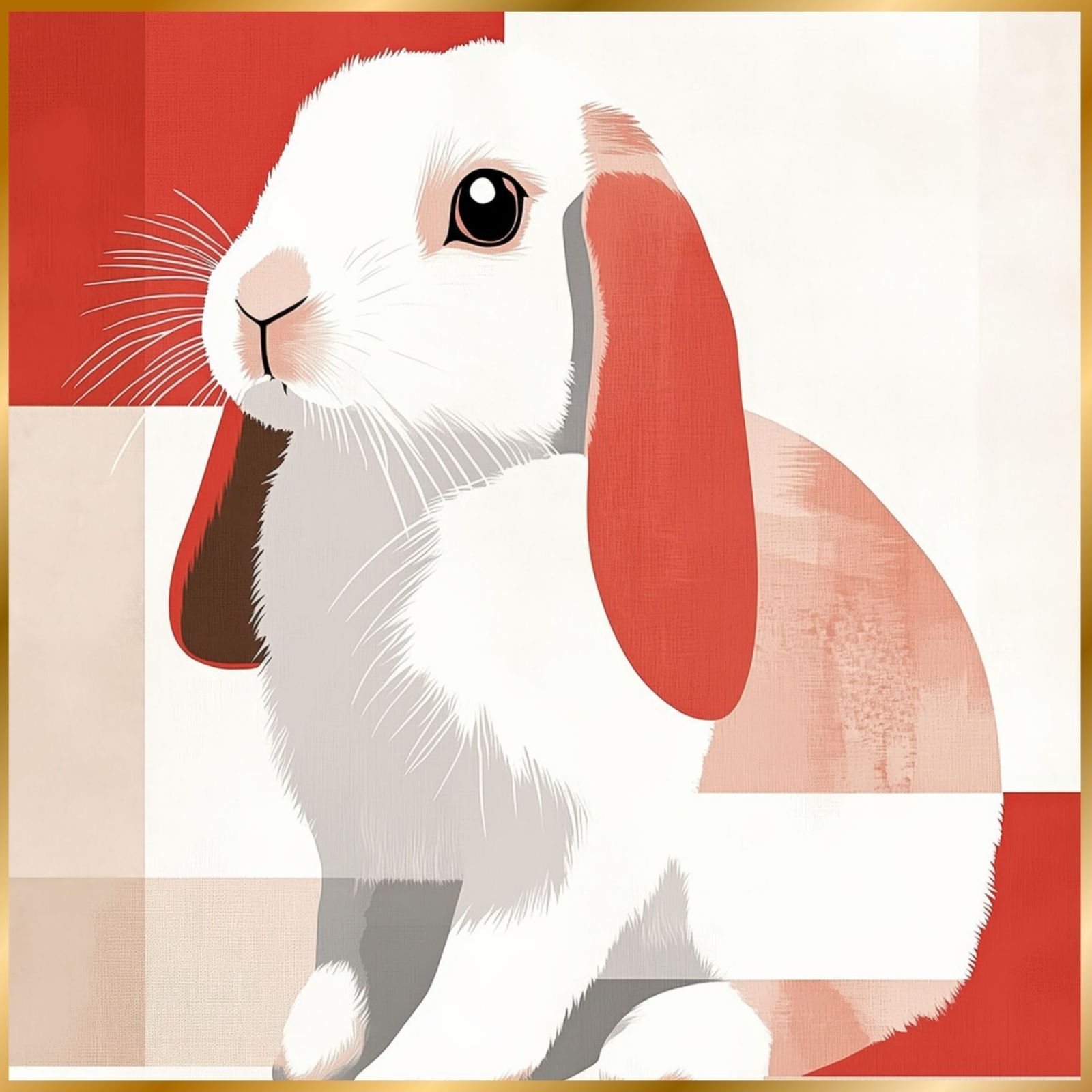 Red Passion - ホーランド ロップ ラビット No.1 うさぎ ウサギ 兎 うさぎの絵 うさぎのイラスト ミニマリスト ミニマリズム シンプル インテリアアート ペットロス 記念日 アートポスター ギフト プレゼント