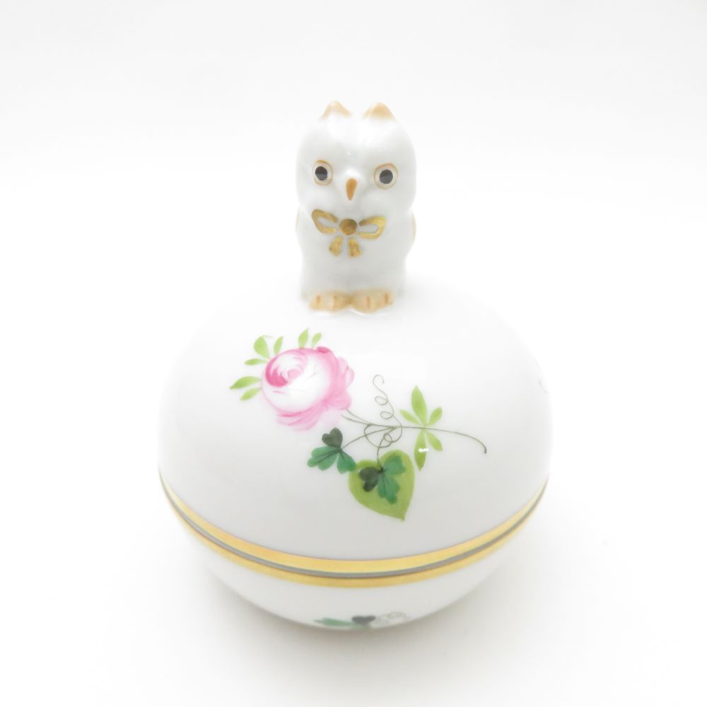 Herend ヘレンド ウィーンの薔薇シンプル VRHS マルボンボン S ふくろう 1点 フクロウ 梟 ファンタジー2025 SC9018D2
