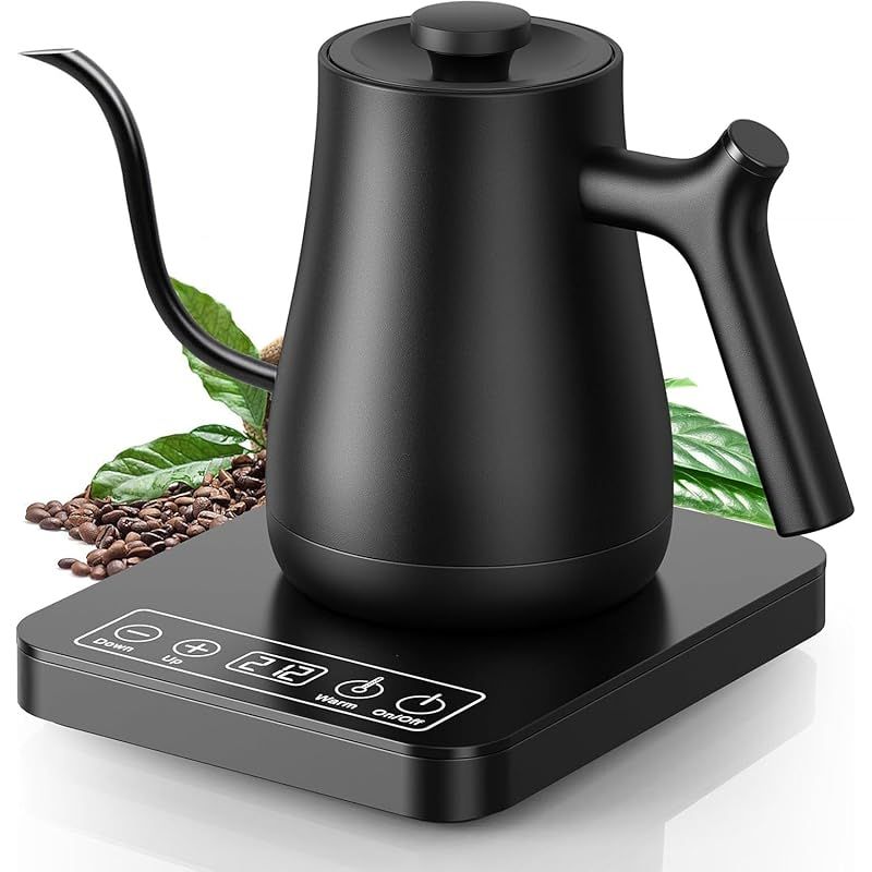電気ケトル コーヒー ドリップケトル 細口 温度調節 0.8L 電気ポット 1000W 急速沸騰 4時間保温機能|温度調節 1℃単位 40℃~100℃|空焚き防止|自動オフ 小型 PSE認証済み コーヒー お茶 粉乳 新築祝い プレゼント 日本語取扱説明書 1