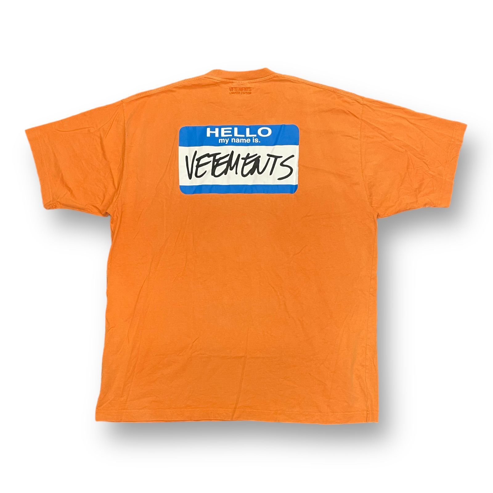 VETEMENTS ヴェトモン MY NAME IS VETEMENTS T-SHIRT マイネームイズ プリント クルーネック Tシャツ L 　 56587A