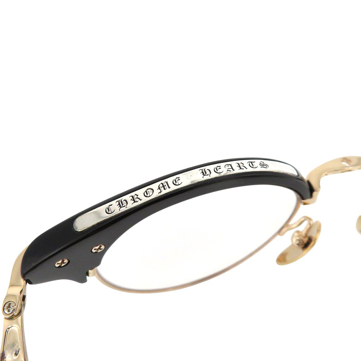 クロムハーツ SLUNTRADICTION クロスボールハーフリムスクエア眼鏡