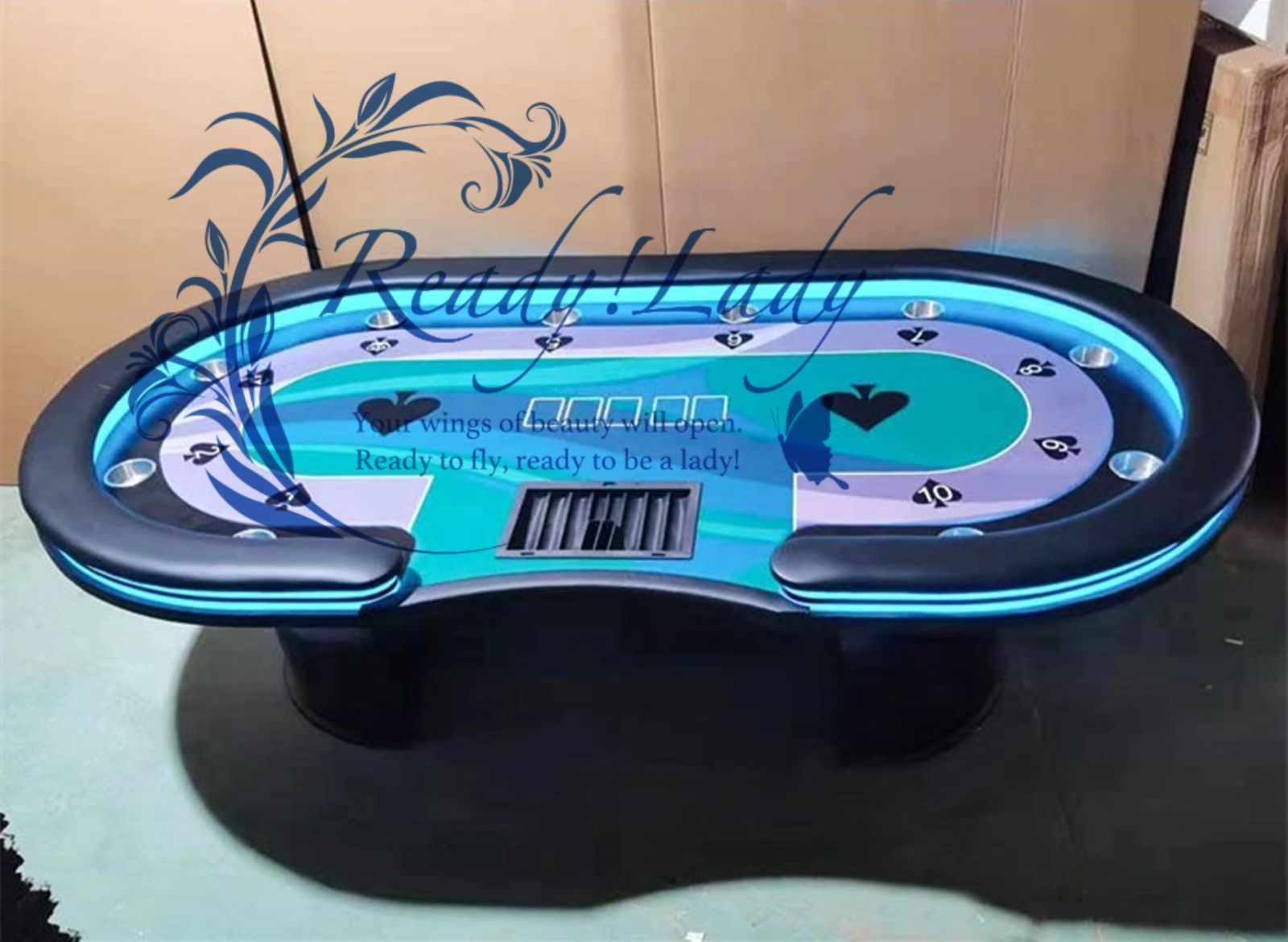 ポーカーテーブル トップ カップホルダー付き カジノ テキサス