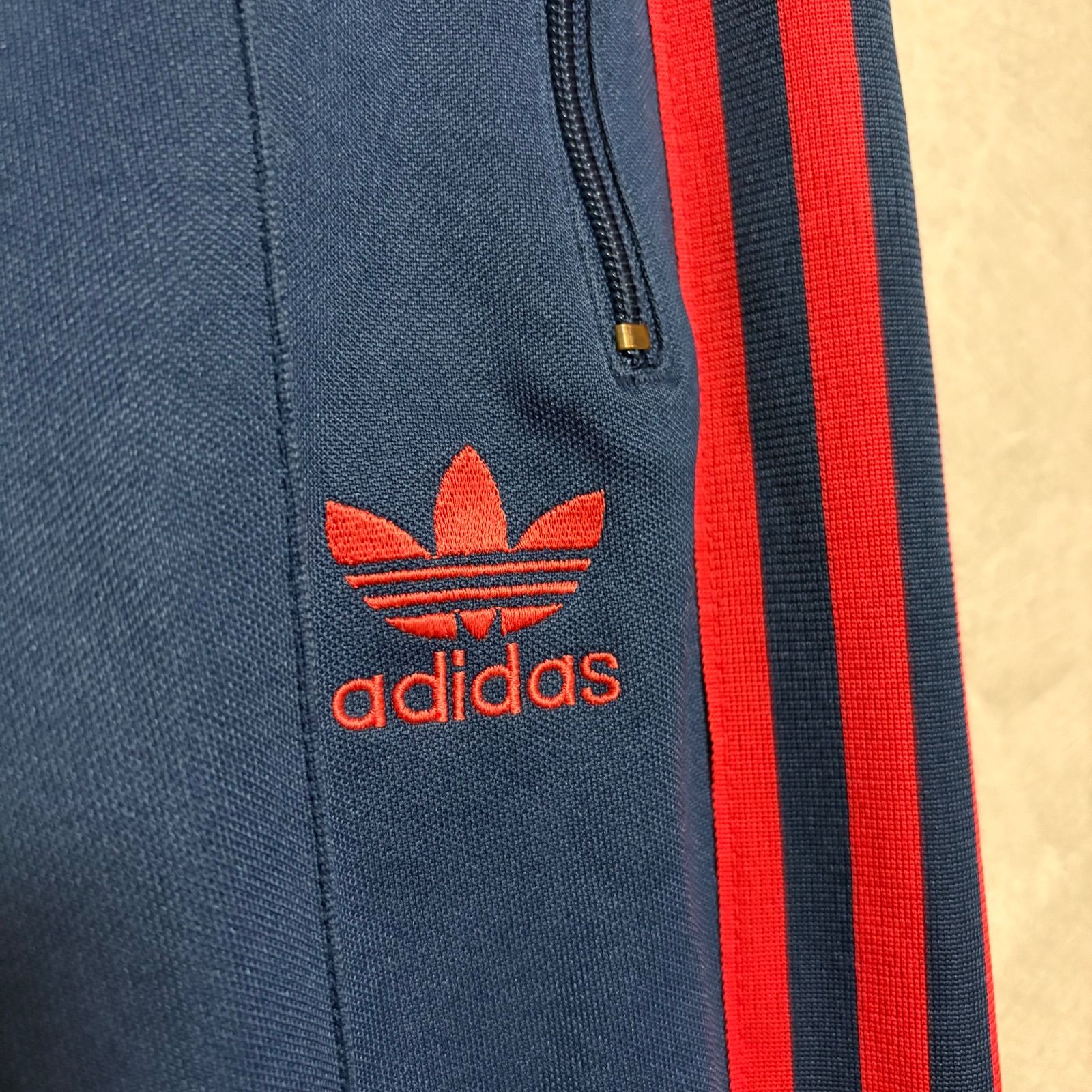 古着 adidas アディダス トラックパンツ ネイビー レッド 紺 赤 管理