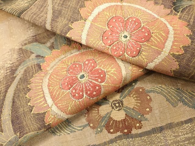 平和屋着物▽中国三大刺繍 相良刺繍 太鼓柄袋帯 スリーシーズン