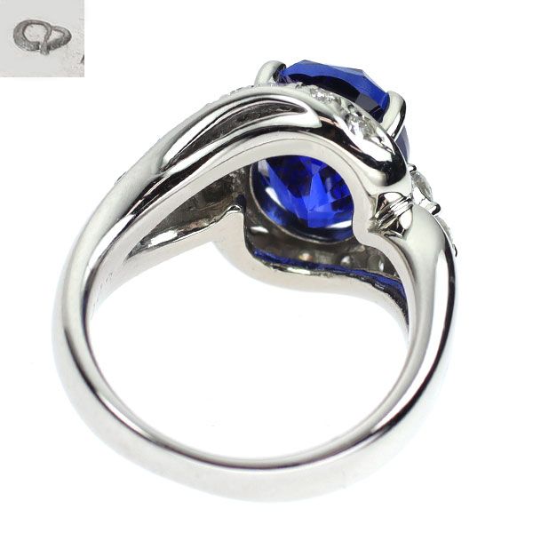 クレサンベール Pt950 再結晶 サファイア ダイヤモンド リング