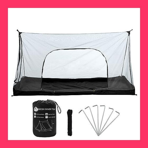 蚊帳 アウトドア モスキートネット キャンプ用蚊除け網 蚊帳 超軽量携帯式テント 高密度 持ち運び便利 Kadahis 2人用 収納ポーチ付き (ブラック) テント用シート モスキートネット タープテント キャンプ用日