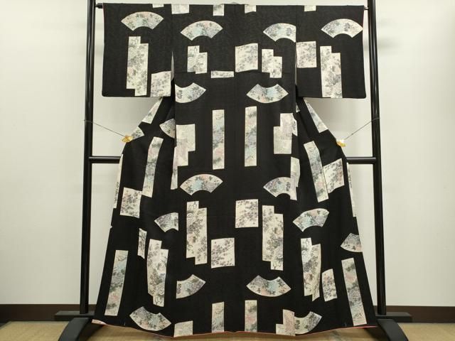 平和屋着物○上質な小紋 泊散らし 黒地 正絹 逸品 CAAX4716ut