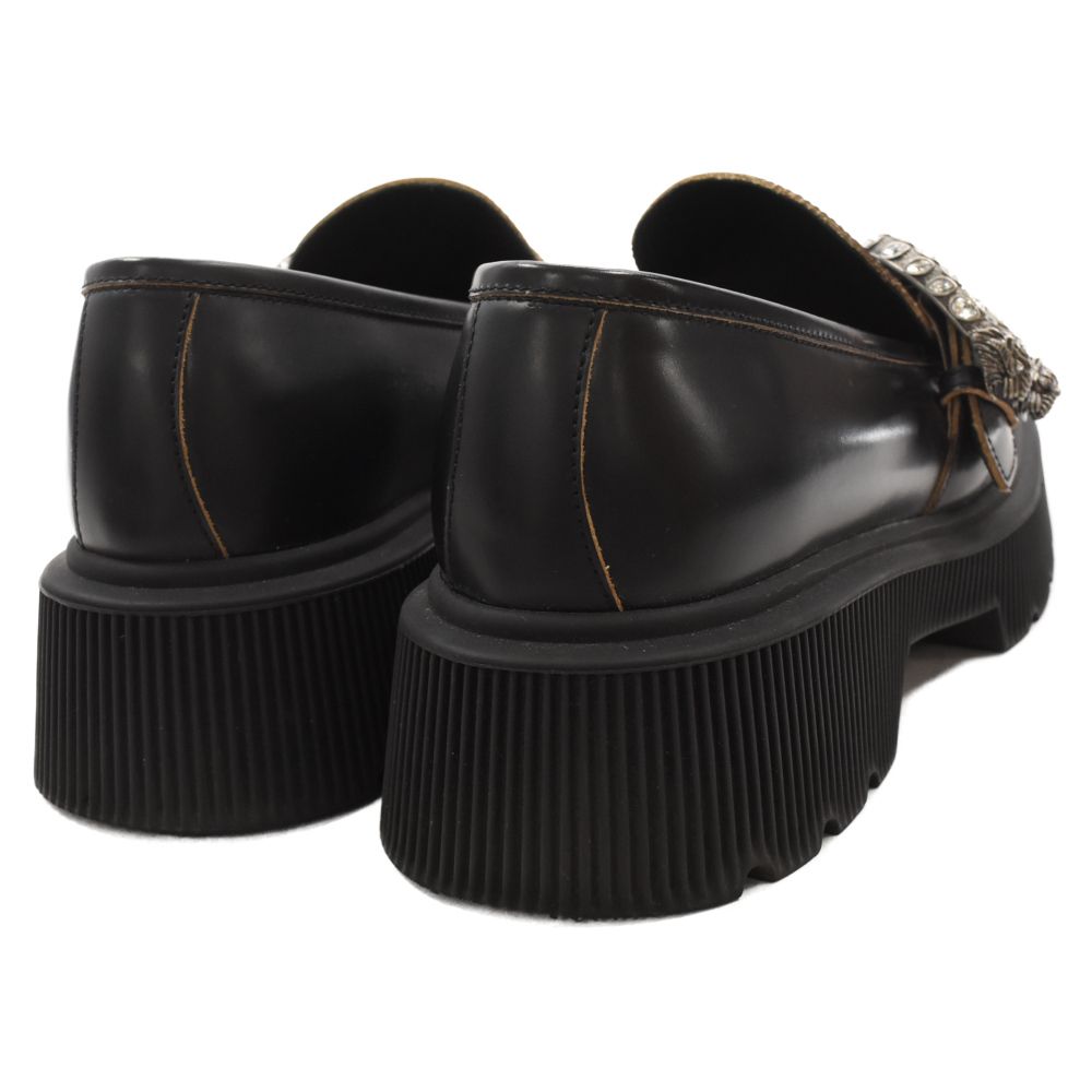 GUCCIビジュー付き黒ローファー GUCCI (グッチ) デュオ二ュソス チャンキーヒール ビジュー