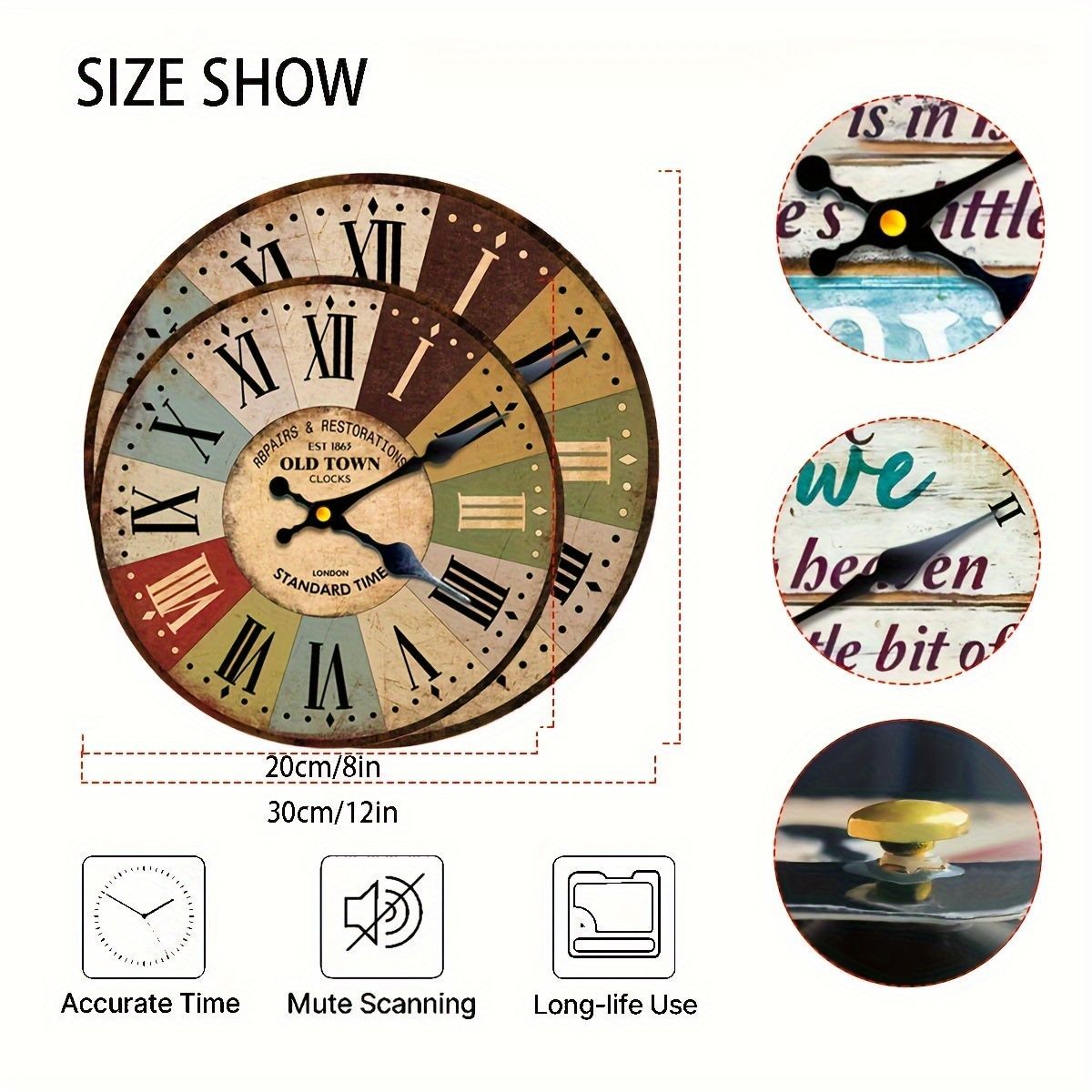 壁掛け時計 ギリシャ文字 レトロ おしゃれ 20cm/30cm ウォールクロック