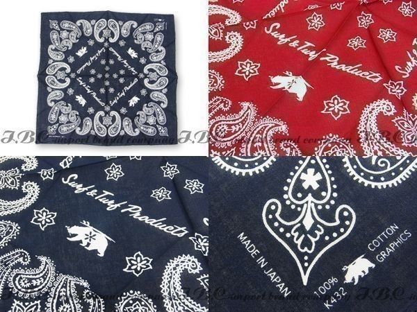 サーフ＆ターフ★ペイズリー バンダナセット紺＆赤★ネイビー&レッド★入手困難 正規品☆Surf&Turf☆サーフ&ターフ☆ペイズリーバンダナセット