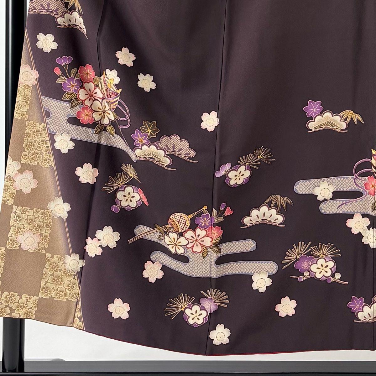 【美品】ロング振袖　松竹梅・蝶模様　茶紫×黒　金彩友禅　身丈165cm 振袖】紫/黒/金・鳳凰 | 二十歳振袖館Az