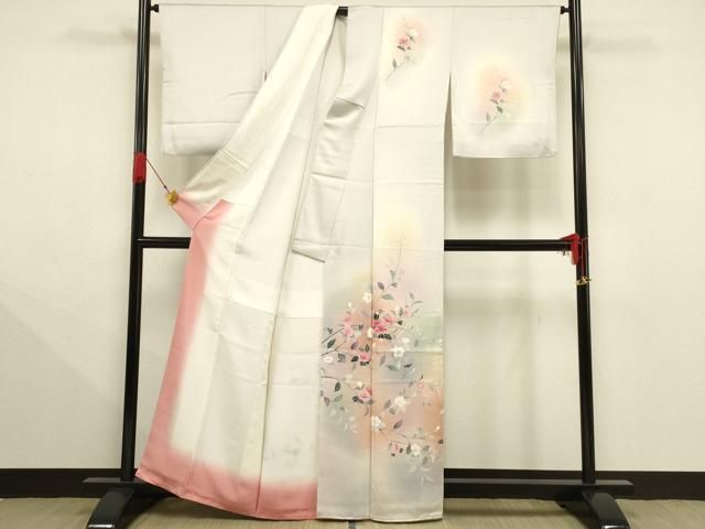 平和屋着物○訪問着 友禅 作家物 流水枝花文 暈し染め