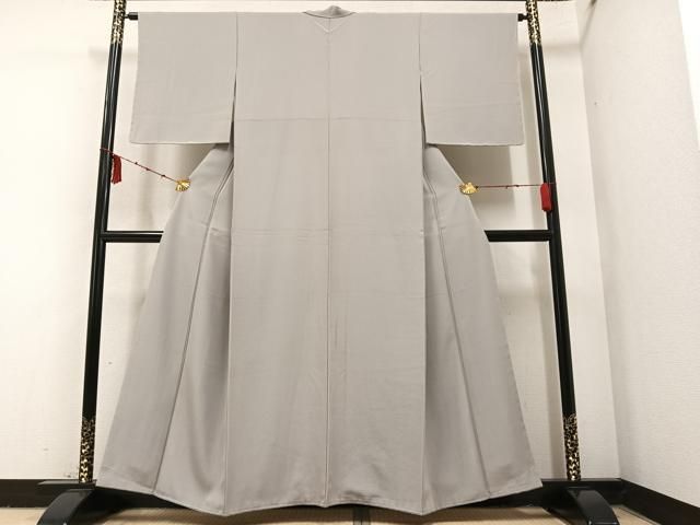 平和屋着物○江戸小紋 万筋 銀鼠色×薄卵色 正絹 逸品 未使用  