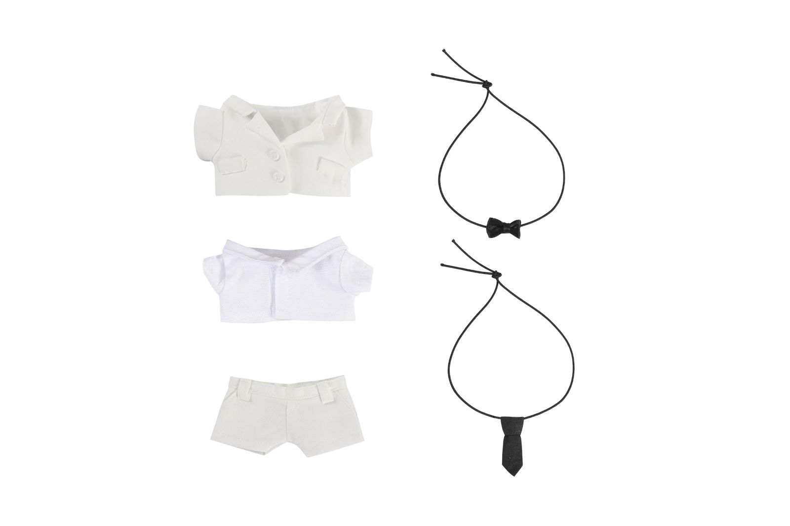 【数量限定】AXLUCE ぬい服-ぬいぐるみ-服-15cm-スーツ シャツ ネクタイ 蝶ネクタイ 人形 (ホワイト)