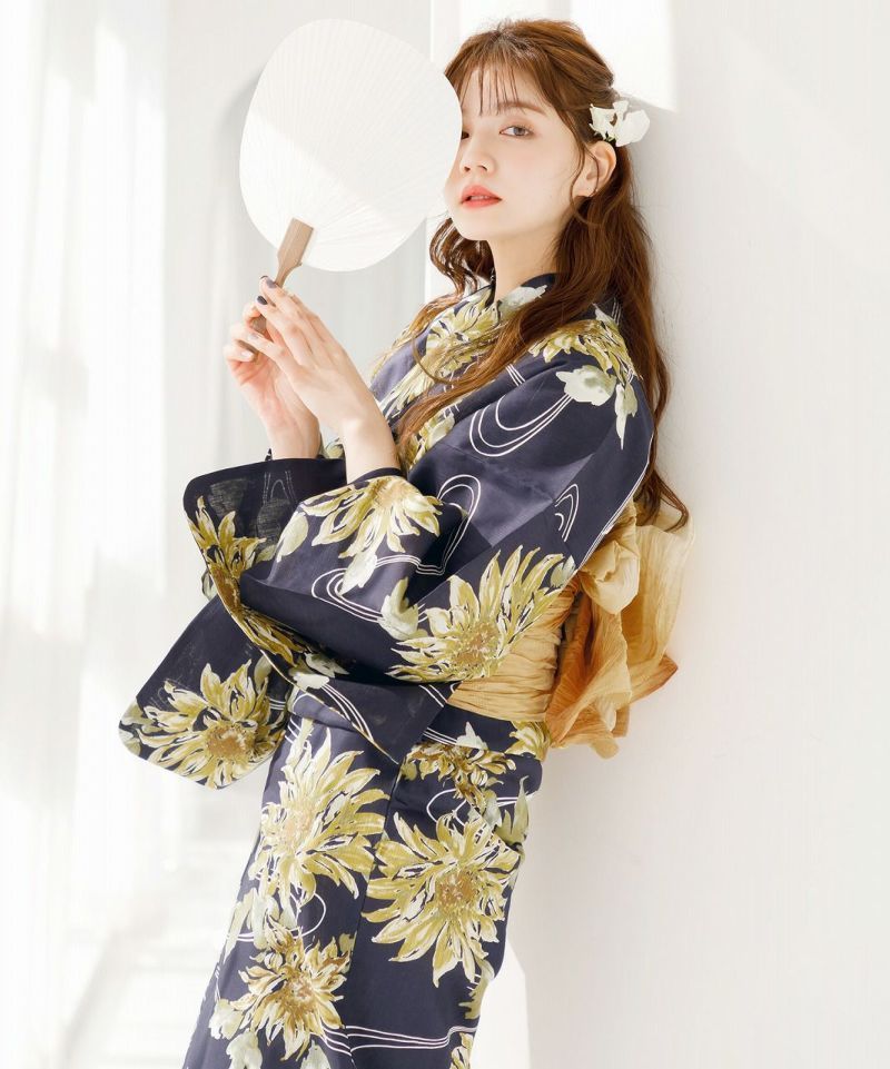 新品 Dita ディータ【夏色の向日葵しらべ （藍）】浴衣5点セット