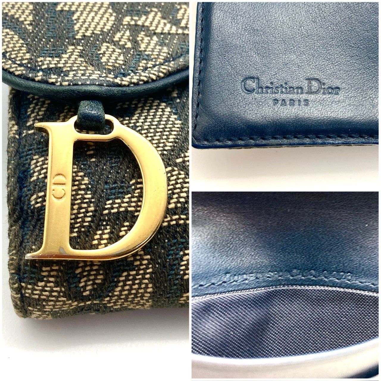 クリスチャンディオール サドルコンパクト財布 二つ折り財布 ブラック