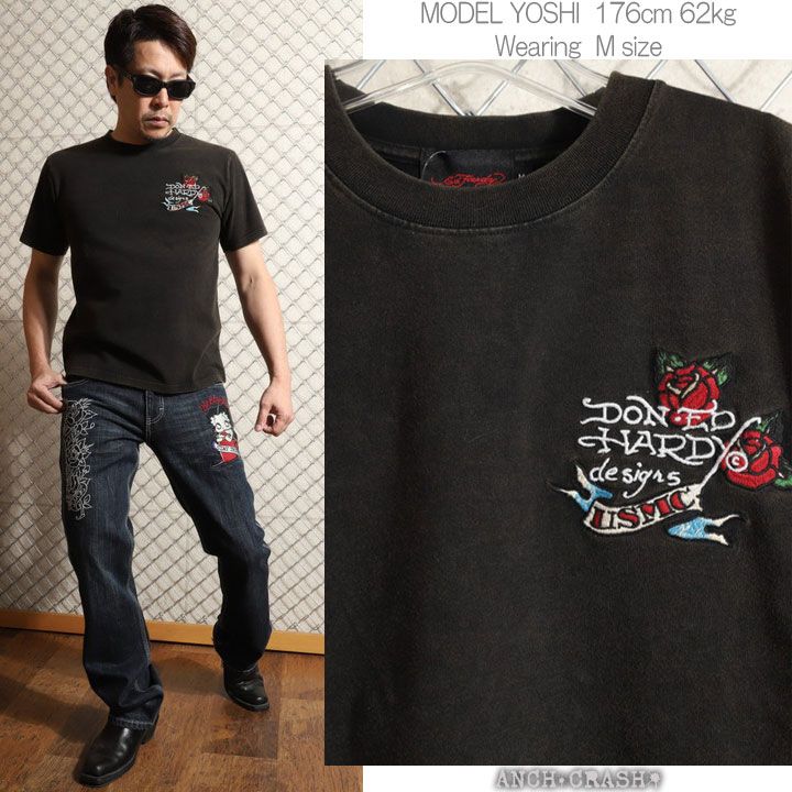 Ed Hardy エドハーディー 半袖TEE EDH-2503 半袖Tシャツ 刺繍 フロスト