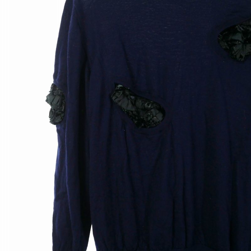 トーガ プルラ TOGA PULLA ウール フリルニット セーター 36 ネイビー  