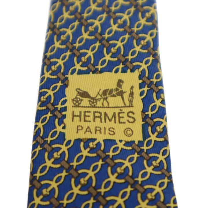 未使用 HERMES エルメス ネクタイ シルク100％ チェーンライン柄