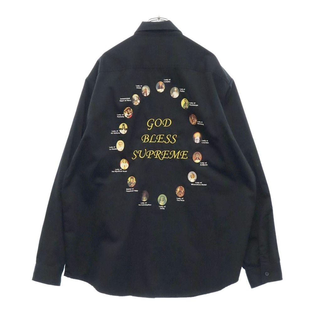 SUPREME (シュプリーム) 24SS Our Lady Work Shirt バックプリント刺繍 アワー レディ ワーク 長袖シャツ ブラック