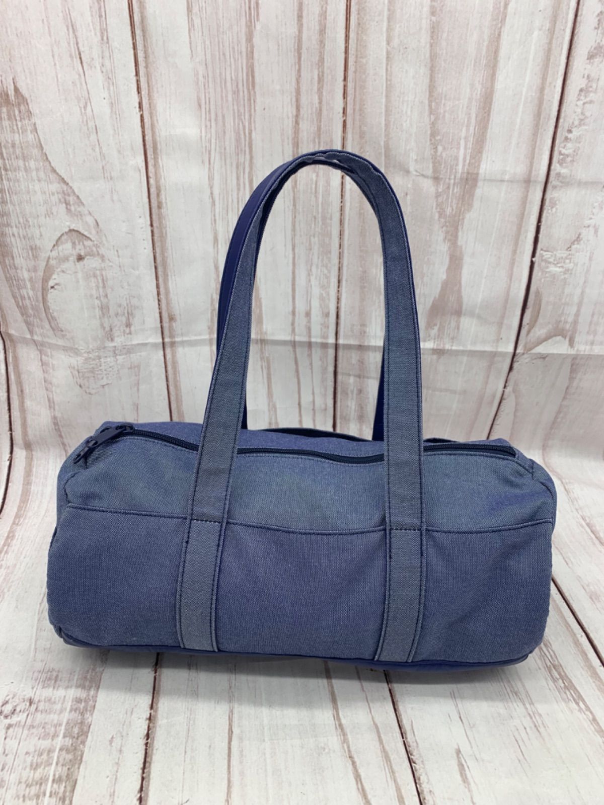 【美品✨/70周年限定】ファミリア ドラムバッグ ボストン 肩掛け デニム 青系 ☆美品 familiar ファミリア 70周年限定 デニム ドラムバッグ