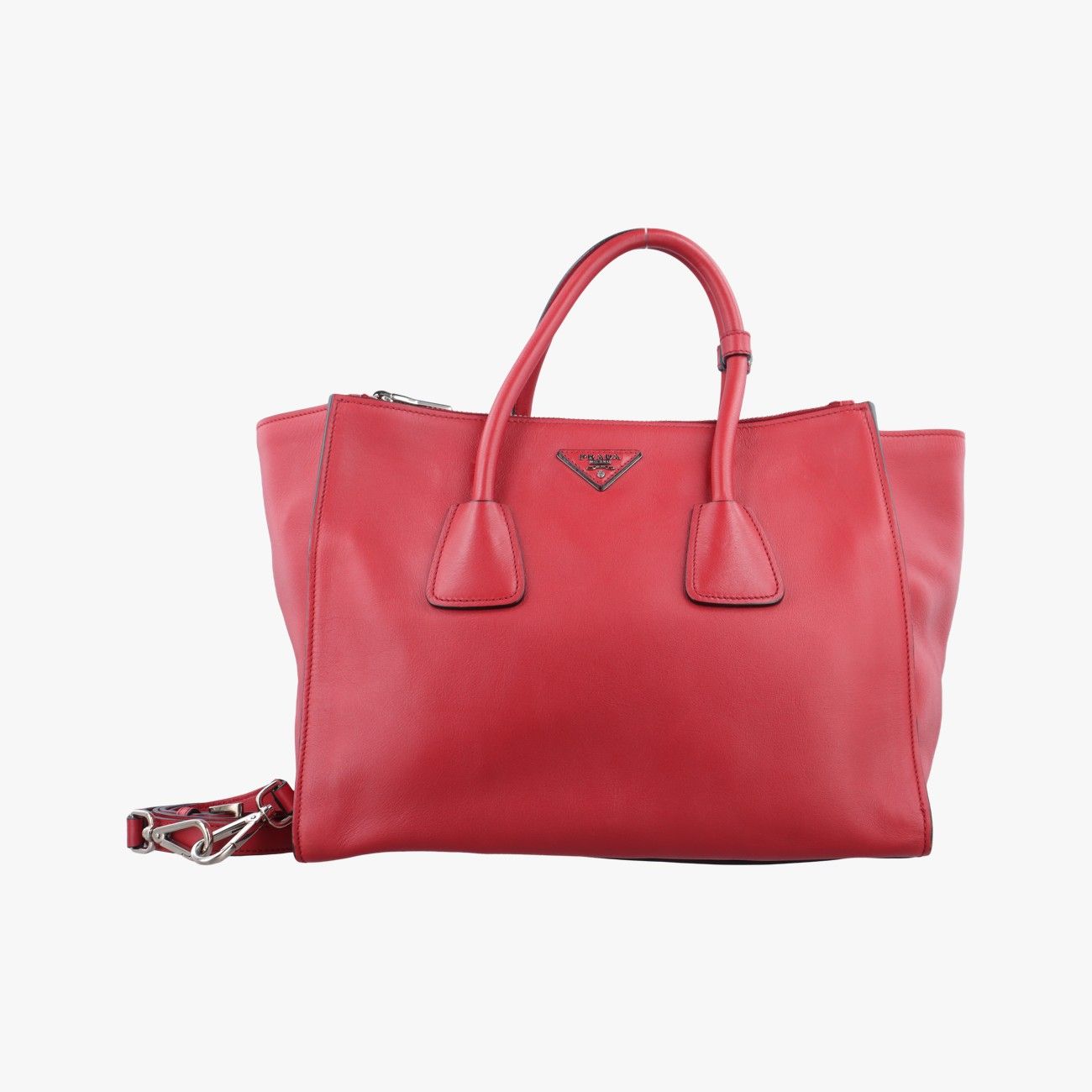 プラダPradaツイン ポケット ウィング トート レッド レザー BN2619 113