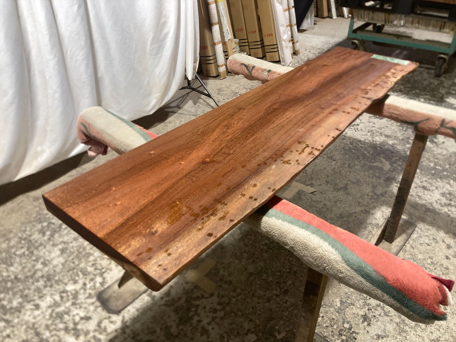 ブラックウォールナット9238 一枚板無垢 乾燥材 1540ｘ380-390ｘ45mm カウンター センターテーブル ダイニングテーブル