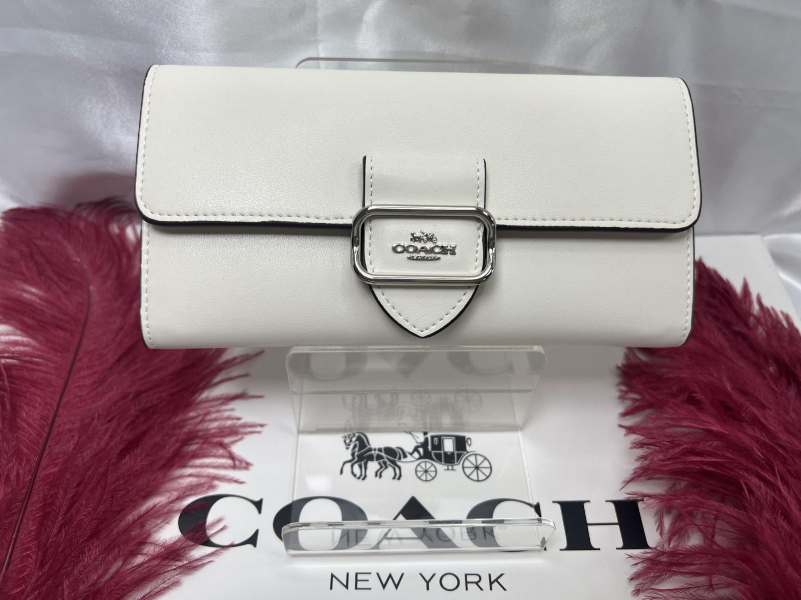 コーチ 三つ折り 長財布 COACH 財布 モーガン スリム ウォレット カーフレザー ロゴ フラップ スリム ウォレット プレゼント 贈り物 ギフト 財布 レディース ファッション ブランド 新品 未使用 A843ze9D