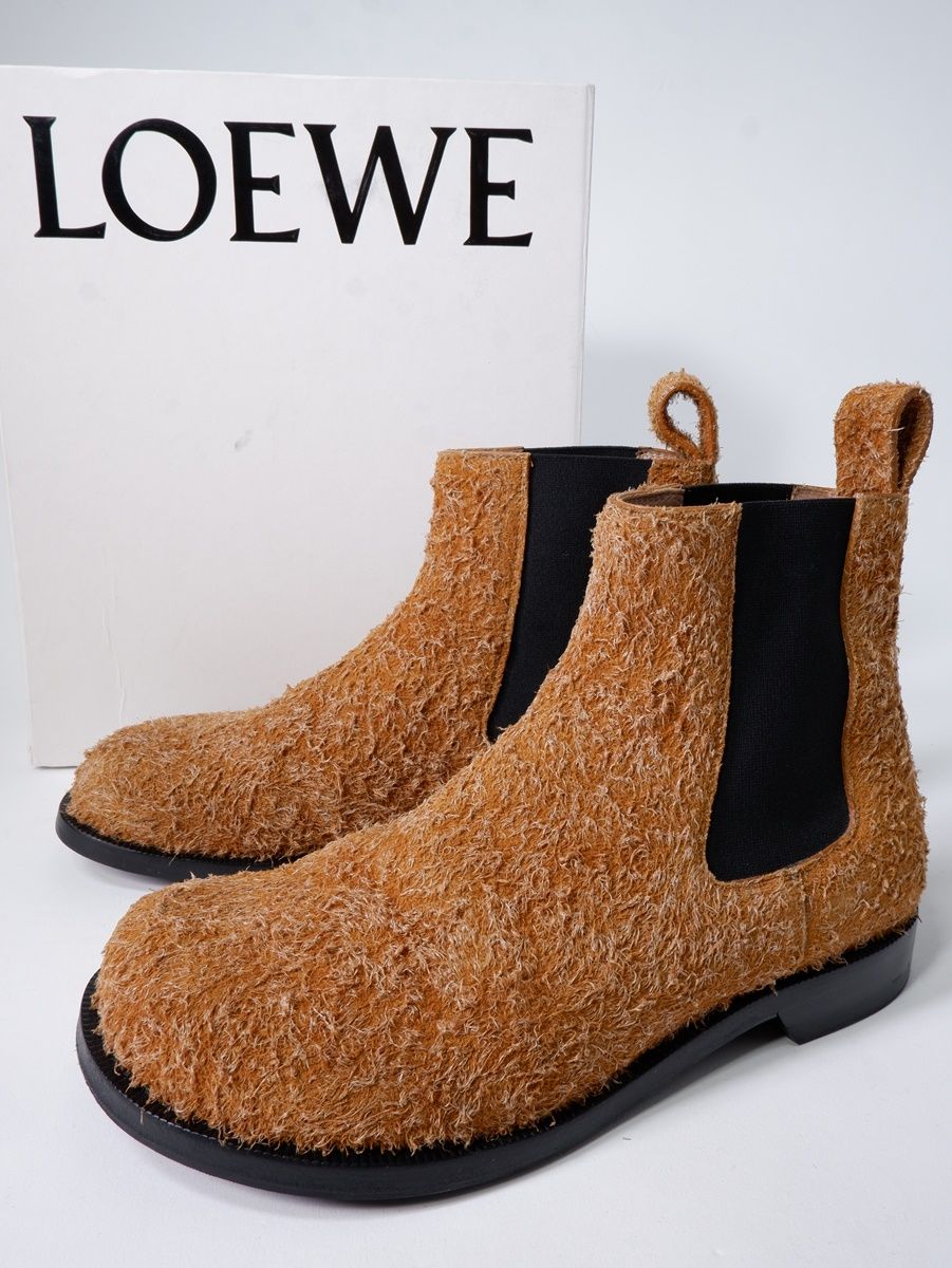 【国内配送】★LOEWE★ スエード チェルシーブーツ カンポ チェルシー ブーツ（カーフスエード） ブラウン - LOEWE