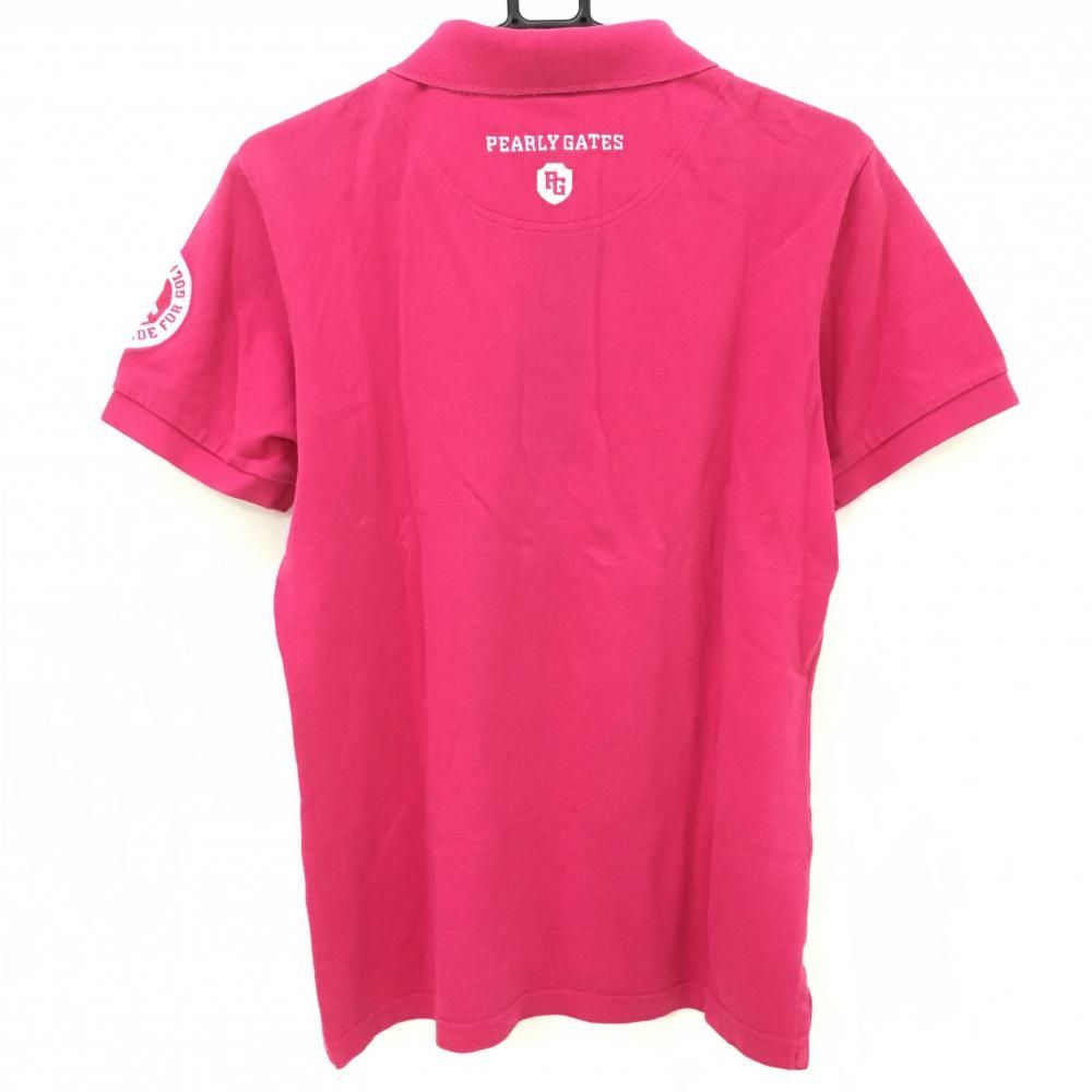 パーリーゲイツ 半袖ポロシャツ ピンク×白 襟裏30周年ロゴ
