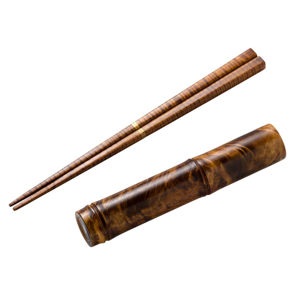 銘木つなぎ箸 銘木ケース 栃 とち 京都 美山 銘木工芸 山匠 Wooden chopsticks with case Diospyros Works of Japanese precious wood